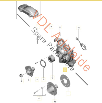 99133161105 99133161103 99133161104  Porsche 911 991 Left Rear Wheel Hub Bearing Housing 99133111105