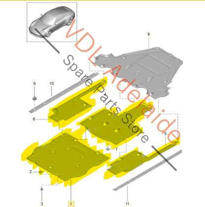 99150460100 99150460300 99150460500 99150460600 Porsche 911 991 Underbody Trim Set Splash Guards 99150460100 99150460300 99150460500 99150460600