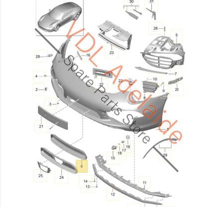991506000000    Porsche 911 991 Carrera S Front Bumper Centre Middle Grille Trim 99150556900 1E0