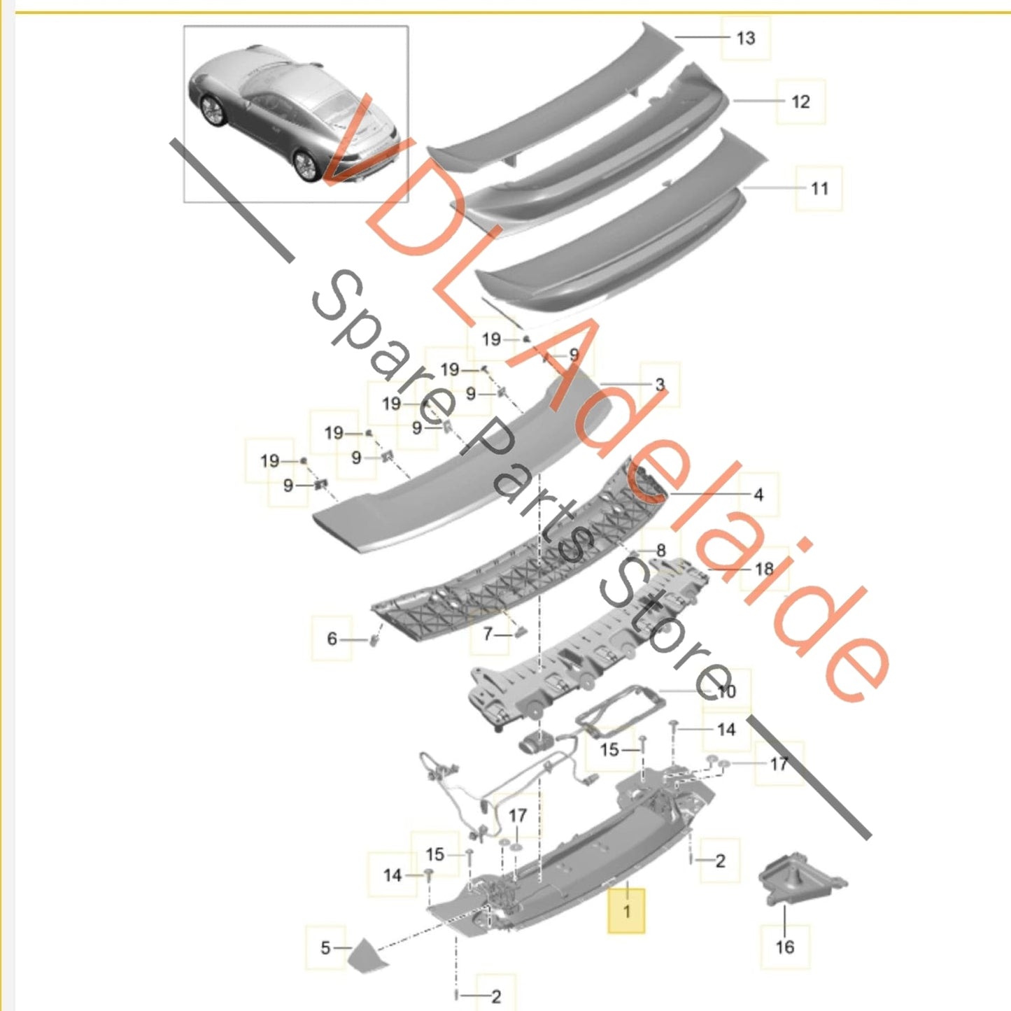 99150404104    Porsche 911 991 Automatic Lifting Rear Wing Spoiler Drive Unit 99150404104