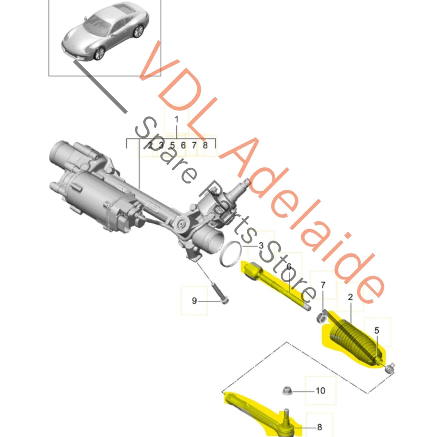 99134732200 99134713100   Porsche 911 Steering Rack End & Tie Rod 99134732200 99134713100