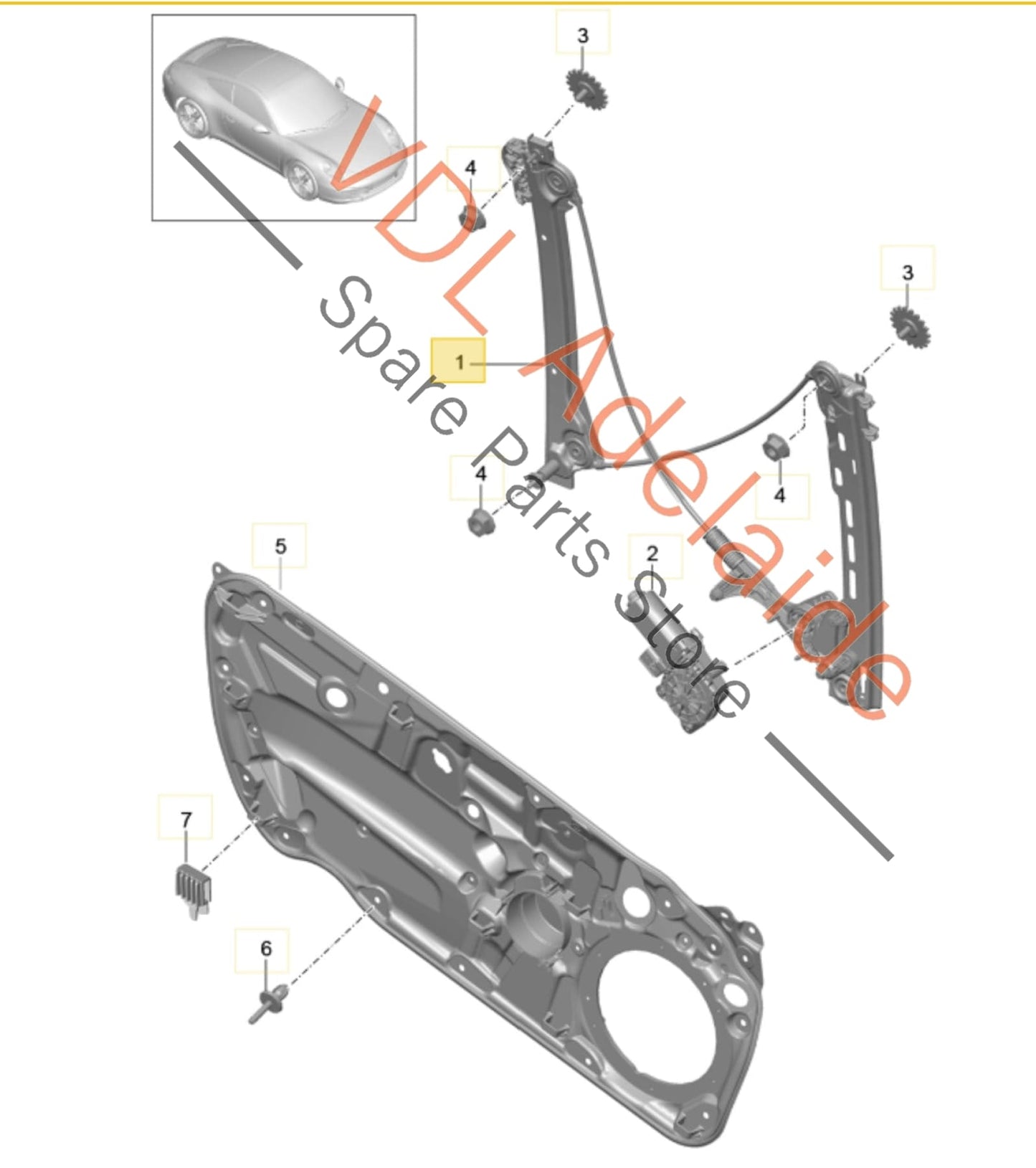 99154297600 99154207601 99154297601  Porsche 911 991 Right Side Window Regulator Mechanism 99154207601 99154297601