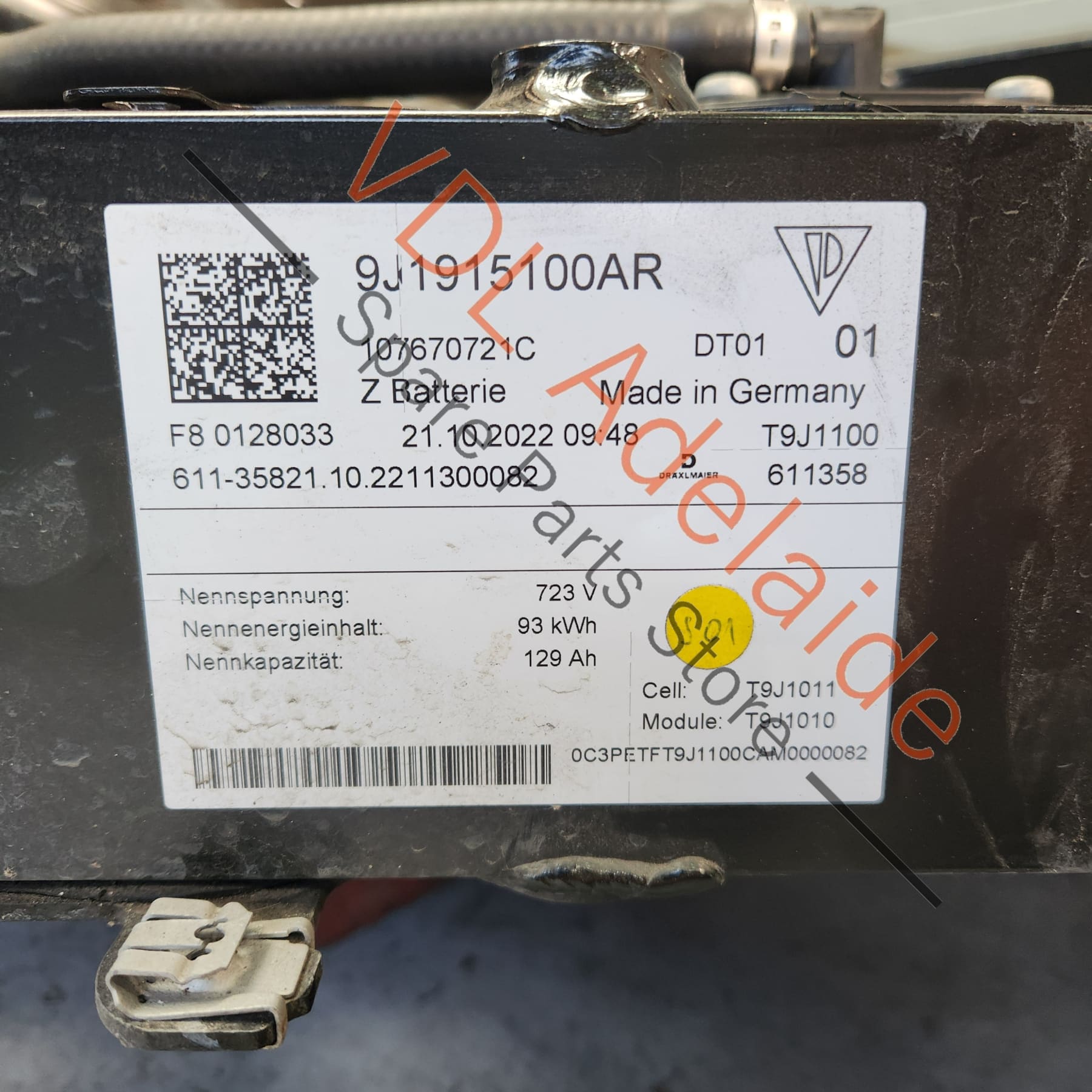 9J1915100AS 9J1915100BG 9J1915100AJ 9J1915100AR 9J1915100BC 2023 Audi E-Tron GT Porsche Taycan Main Drive High Voltage Battery 93Kwh 9J1915100AS 9J1915100BG 9J1915100BC 9J1915100AJ 9J1915100AR