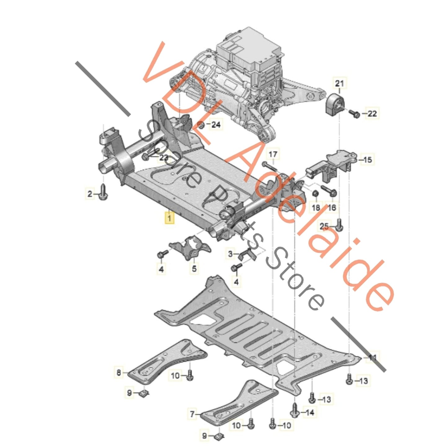 9J1400048D     Audi E-Tron GT Porsche Taycan Front Suspension Support Frame K-Frame 9J1400048D