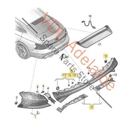4J3945095    Audi e-Tron GT Rear Centre Middle Tail Light Lamp LED 4J3945095