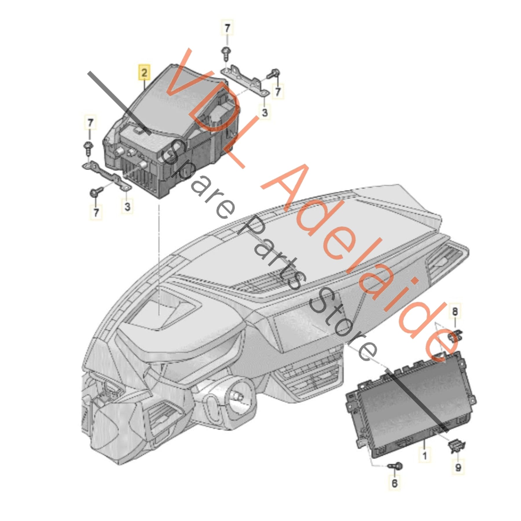 4J3919618    Audi E-Tron GT Control unit for windscreen projection Head-up Head up Display RHD 4J3919618