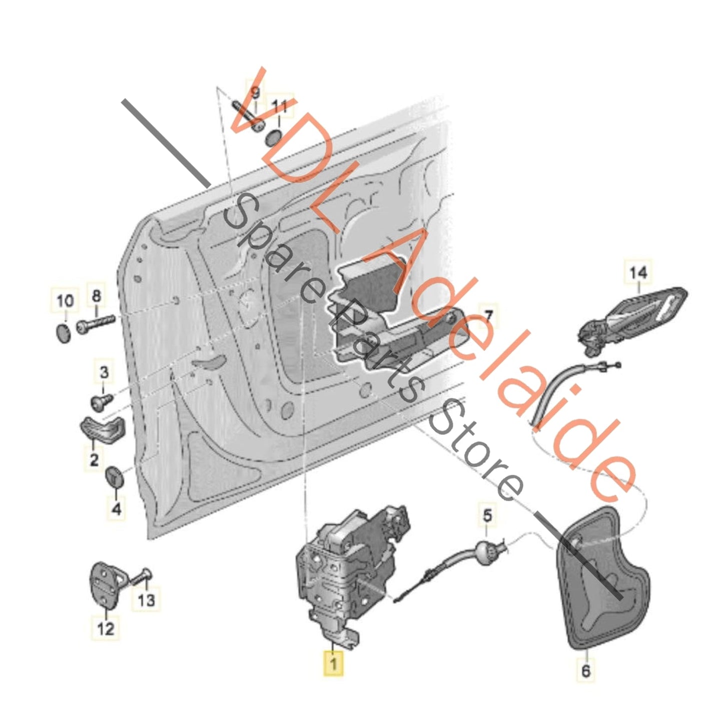 4K2837016J    Audi Right Front Drivers Door Lock Module 4K2837016J