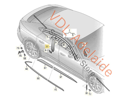 9J1845032A    Audi e-Tron GT Right Side B-Pillar Gloss Black Trim Moulding 9J1845032A