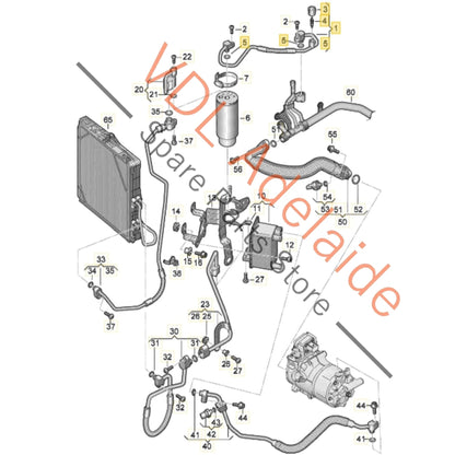 9J1820033A    Audi e-Tron Porsche Taycan AC Air Conditioning Refrigerant Hose Pipe 9J1820033A