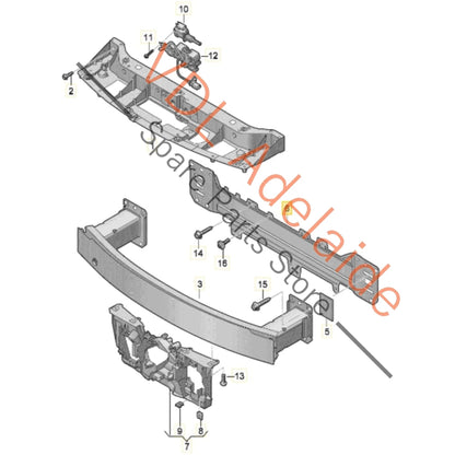 9J1805353    Audi e-Tron GT Front Radiator Support Brace Panel Pull Strap 9J1805353