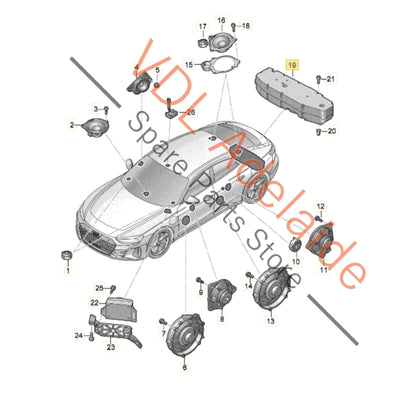 4J3035382    Audi e-Tron GT Porsche Taycan Rear Bass Subwoofer Box Speaker 4J3035382