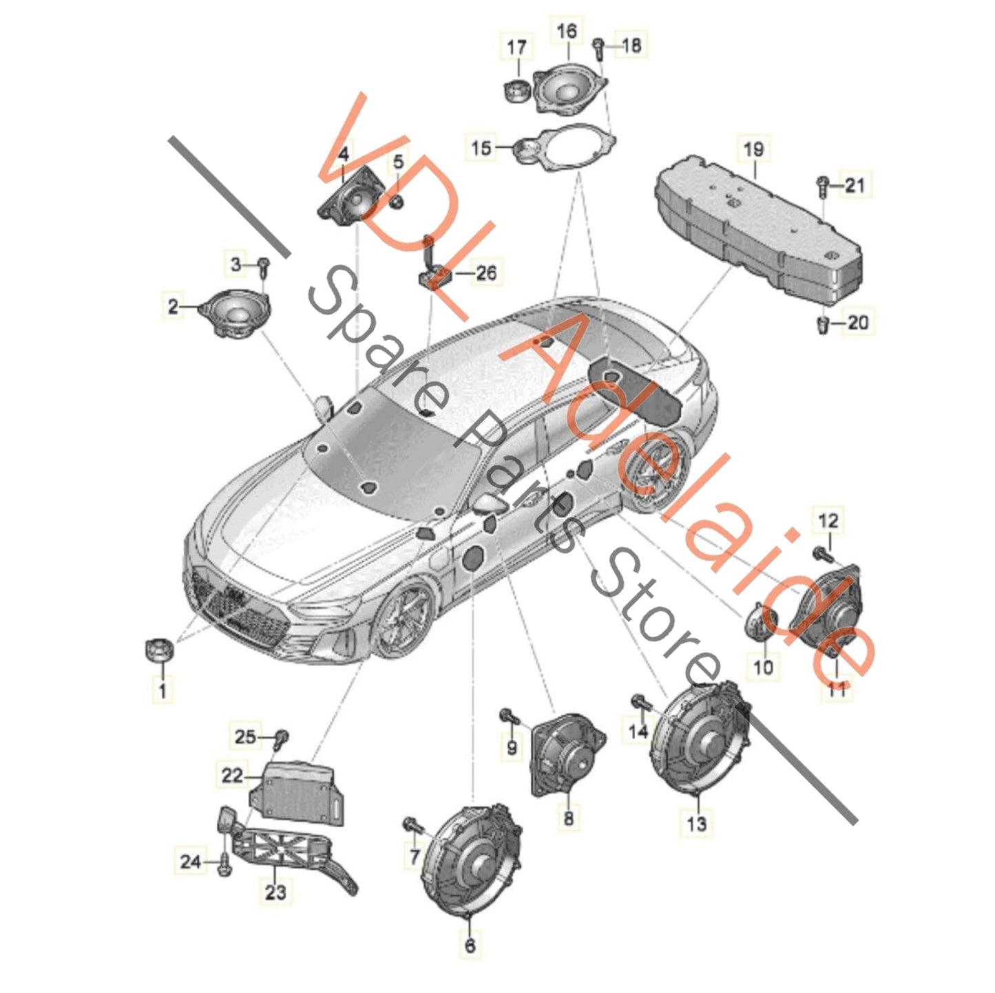 971035453F 4J3035415   Audi e-Tron GT Audio Speaker Set 971035453F 4J3035415 Bang & Olufsen