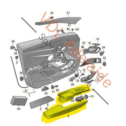 4J3959518A 4J3959517B   Audi e-Tron GT Set of 4 Leatherette Interior Door Handles Trims 4J3867070 4J3959518A