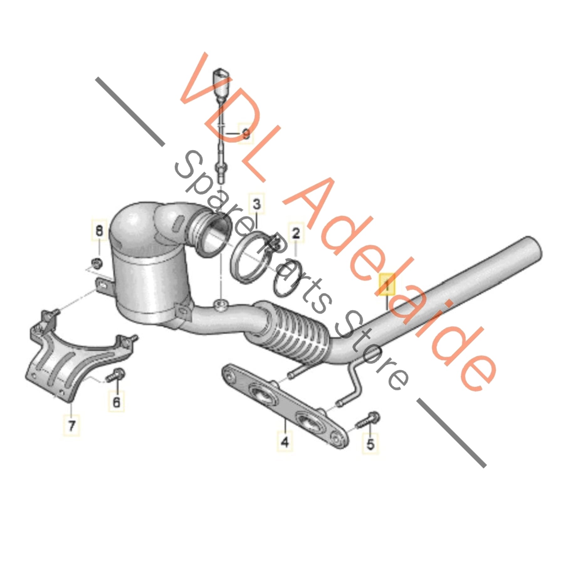 5Q0254502KX    VW Golf R MK7 7.5 Turbo Exhaust Downpipe with Catalytic Converter Stock Standard 5Q0254502KX