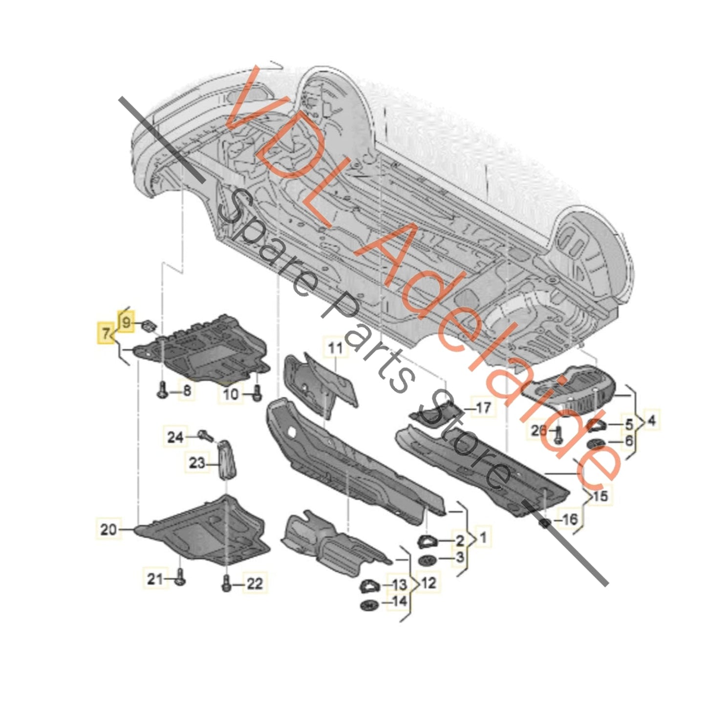 3Q0825235A    VW Golf MK7 7.5 Gti & R Underbody Trim Middle Engine Stone Guard 3Q0825235A