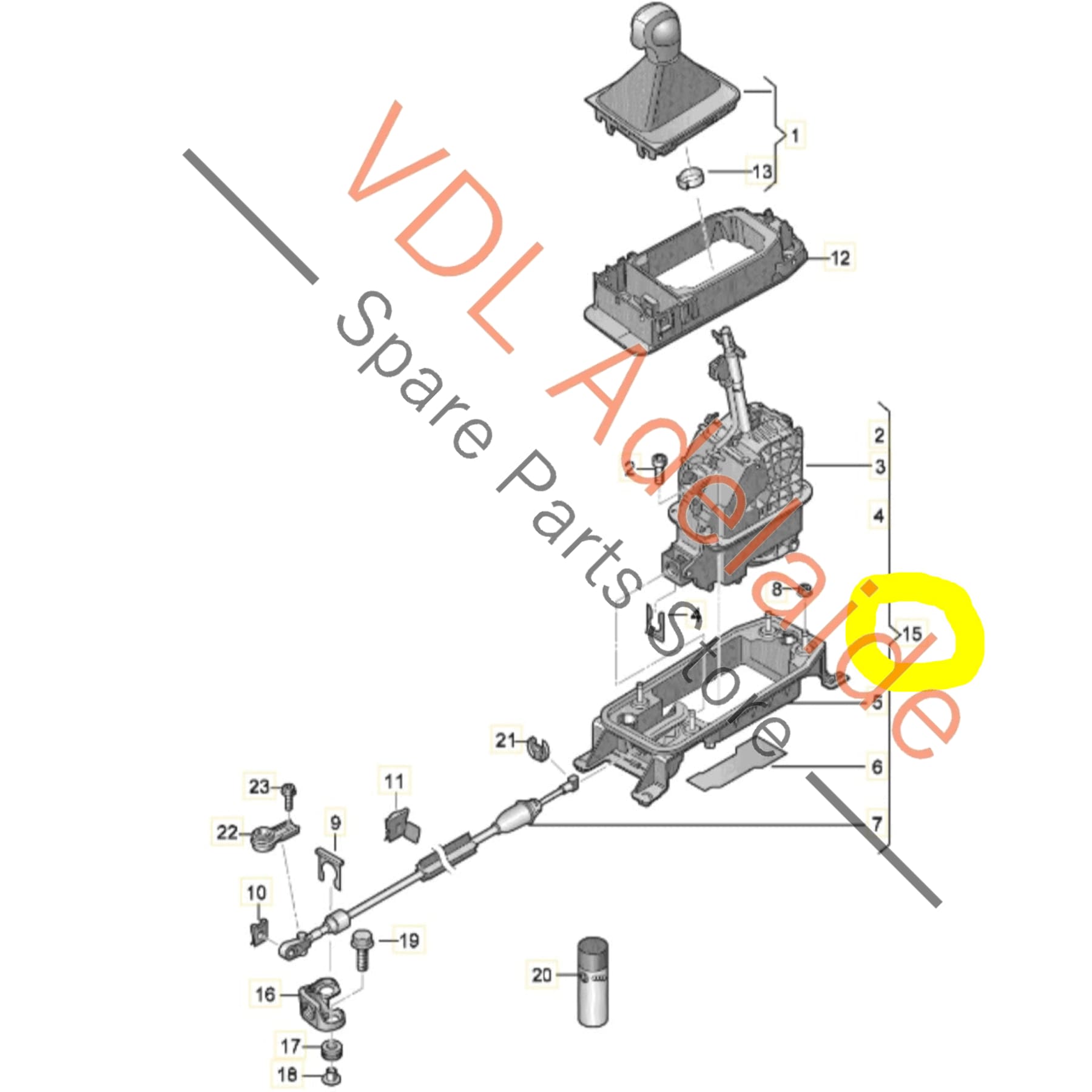 5Q2713025AT 5Q2713041E   VW Golf MK7 7.5 Gti R DSG Gear Selector Shifter Lever Mechanism RHD 5Q2713041E 5Q2713025AT