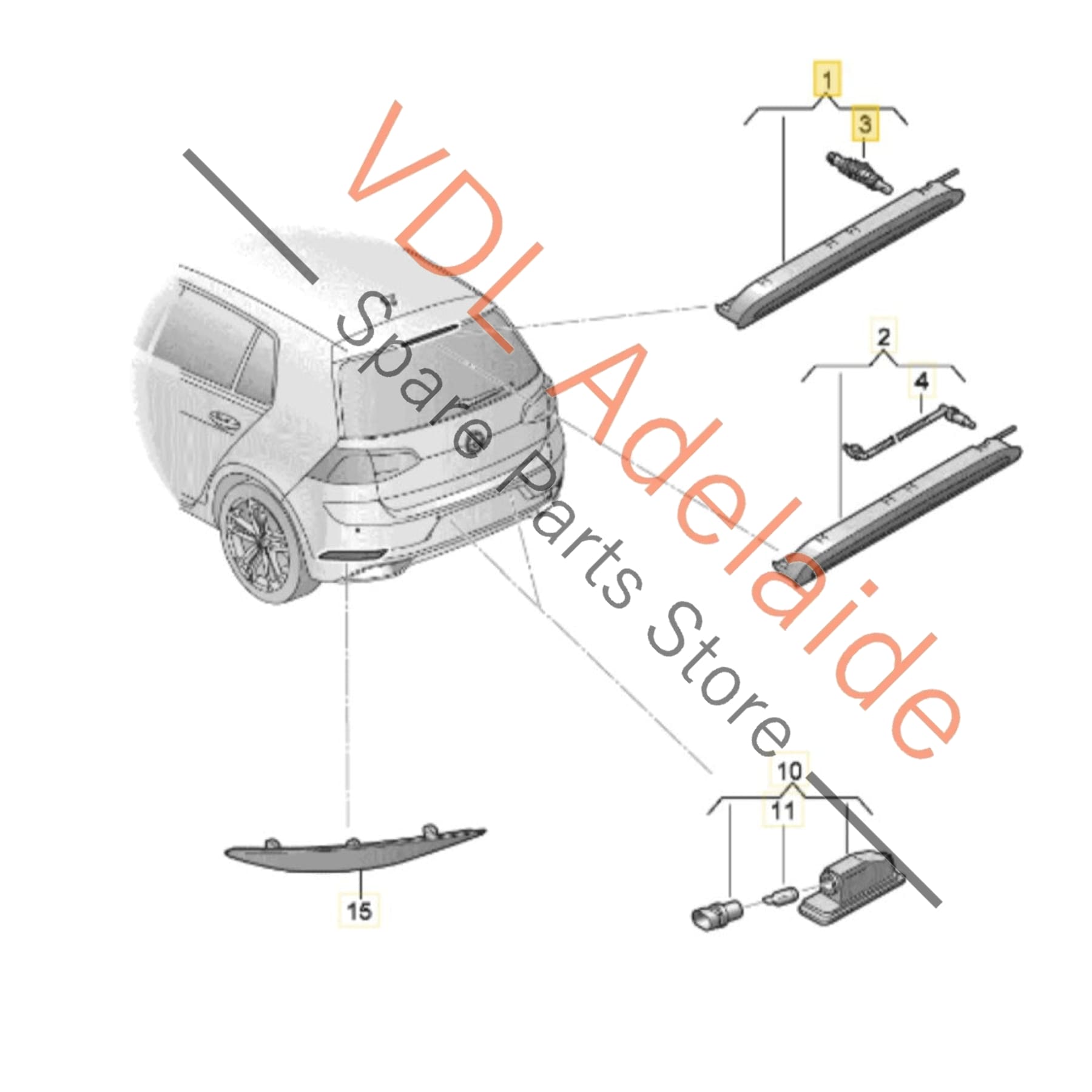 5G6945087A    VW Golf R Gti MK7 7.5 Third High Level Middle Centre Brake Light LED 5G6945087A