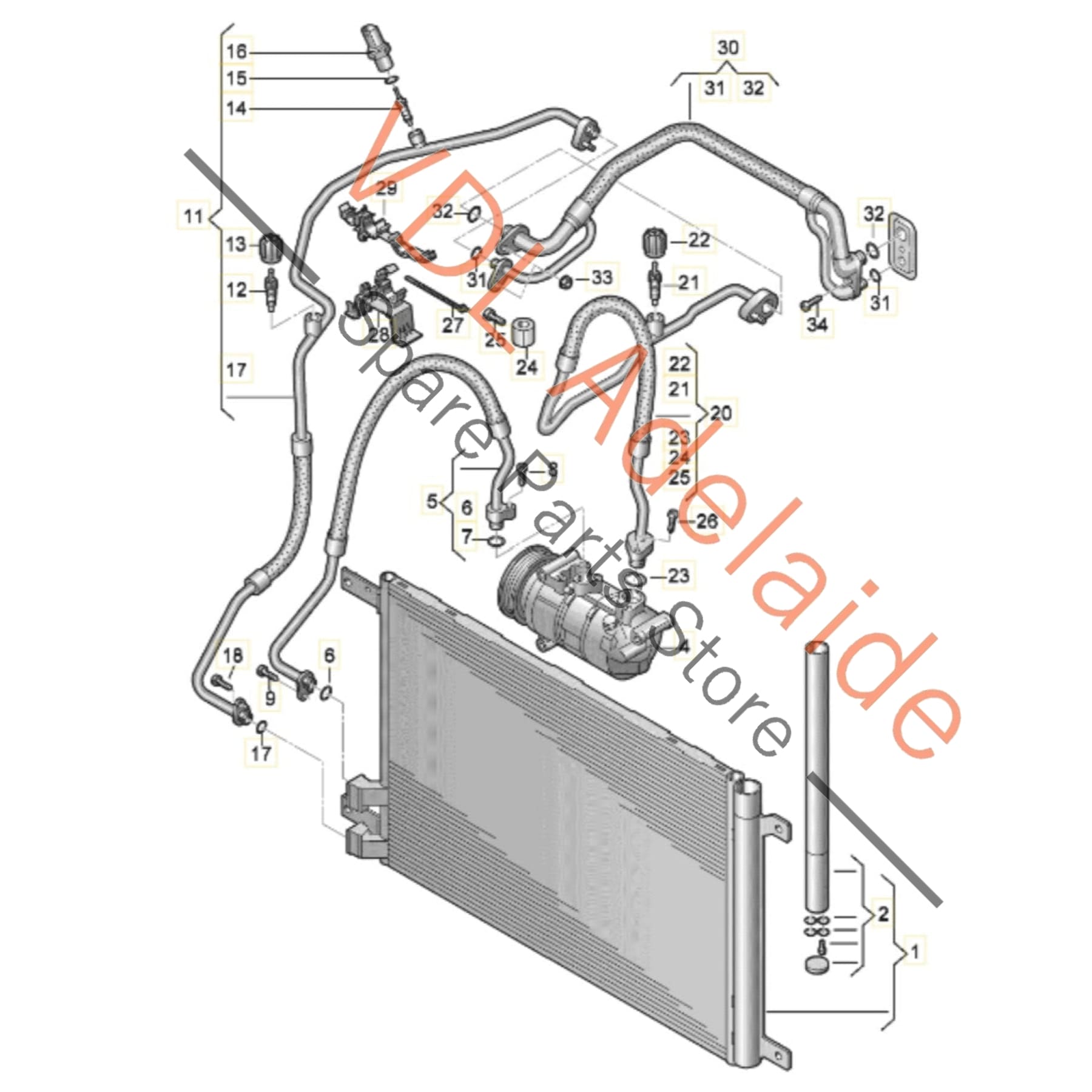 5Q0816411AS 5Q0816411BF 5Q0816411BE  VW Golf MK7 AC Condenser 5Q0816411AS 5Q0816411BE 5Q0816411BF