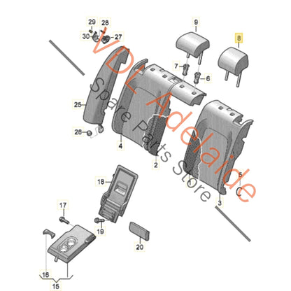 5G0885901AFCMR    VW Golf MK7 Rear Outer Left or Right Side Seat Headrest Head Rest 5G0885901AF CMR