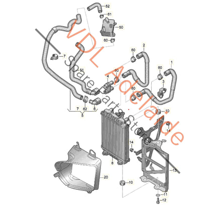 5Q0121251HA 5Q0121093BF 5G0117333C  VW Golf R MK7 7.5 Front Left Small Additional Radiator Cooler Assembly 5Q0121251HA 5Q0121093BF 5G0117333C