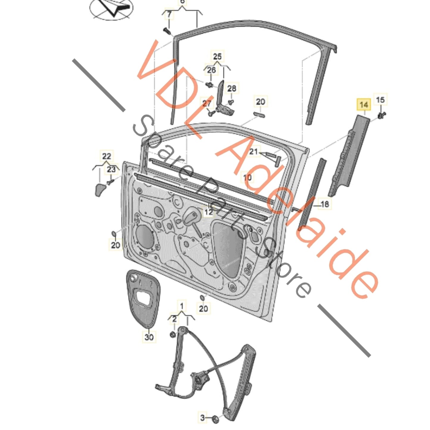 5G4837902D 5G4837890B   VW Golf Mk7 Gloss Black Front Right B Pillar Exterior Trim for Door Window Frame 5G4837902C 5G4837890B