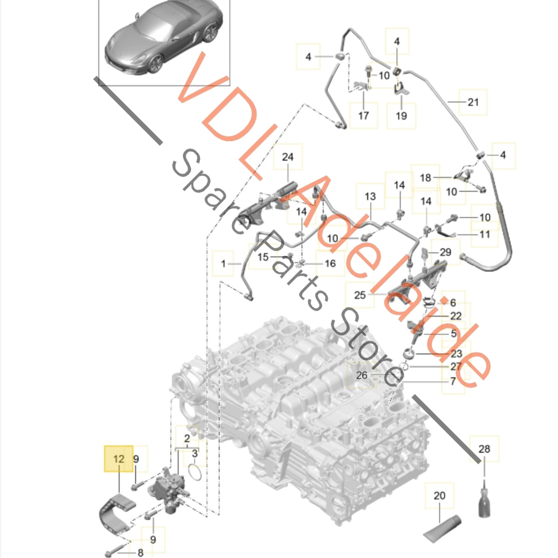 9A111088000   Porsche Boxster Cayman HPFP High Pressure Fuel Pump Protection Bracket 9A111088000