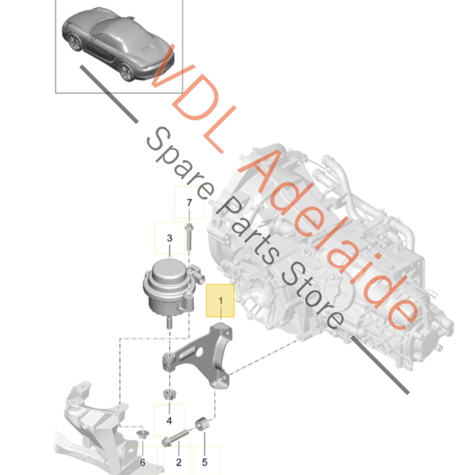 98137519500   Porsche Cayman Boxster Left Side Engine Mount Bracket 98137519500