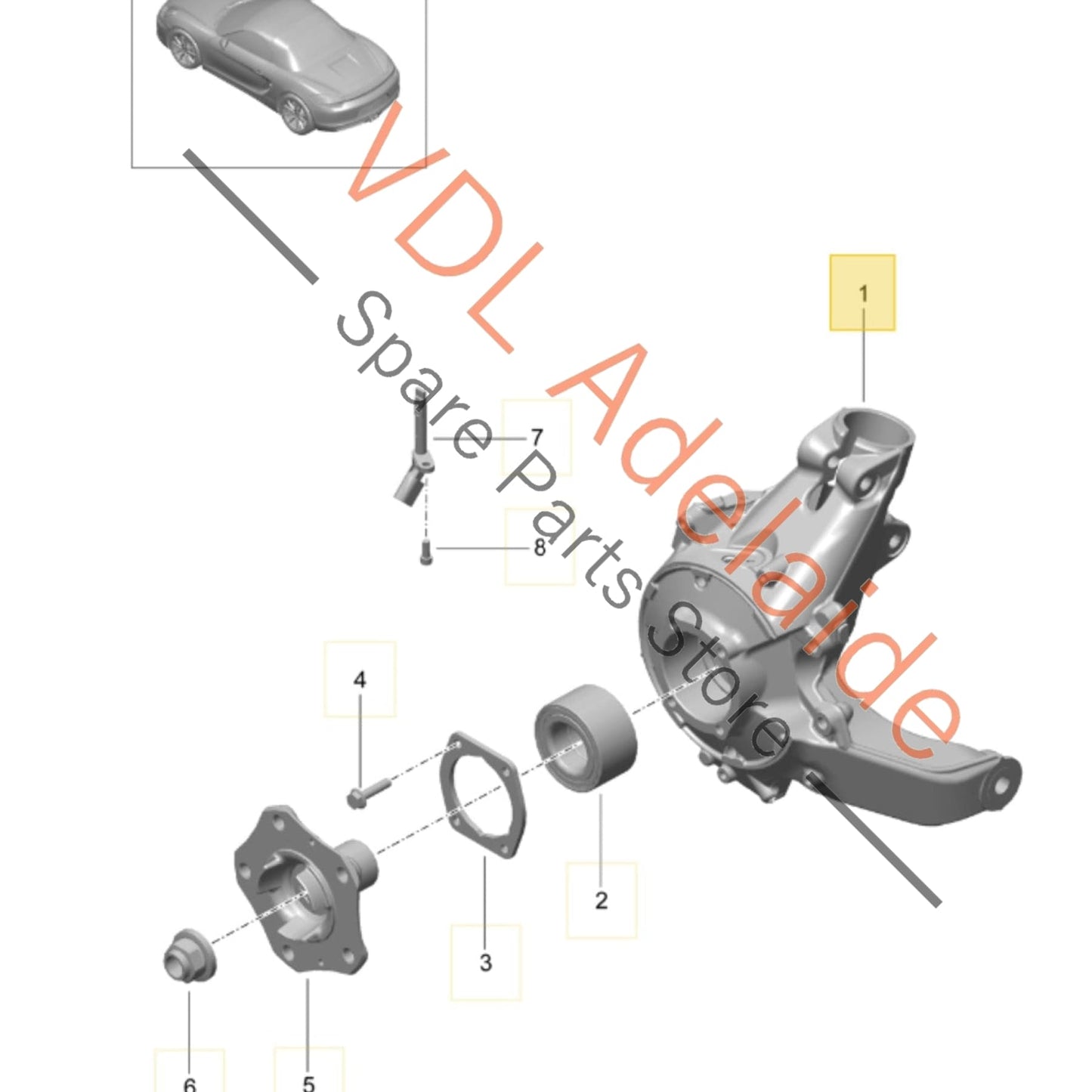 98133165805 982505052J 98133115807 Porsche 911 Cayman Boxster Rear Right Hub Spindle Wheel Bearing Housing Knuckle 982505052J 98133165805 98133115807