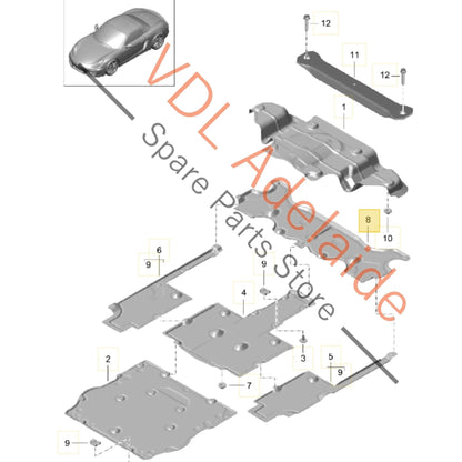 98150460900   Porsche Cayman Boxster Underbody Protection Splash Panel Rear 98150460900