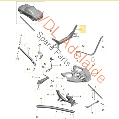 98133107104   Porsche Boxster Cayman Rear Engine Support Suspension Cross Member Crossmember 98133107110