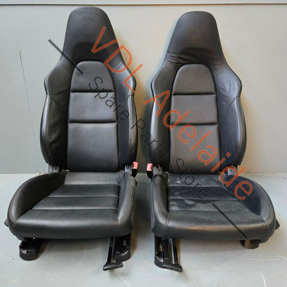     Porsche Boxster 981 Cayman Black Leather Seat Set Pair