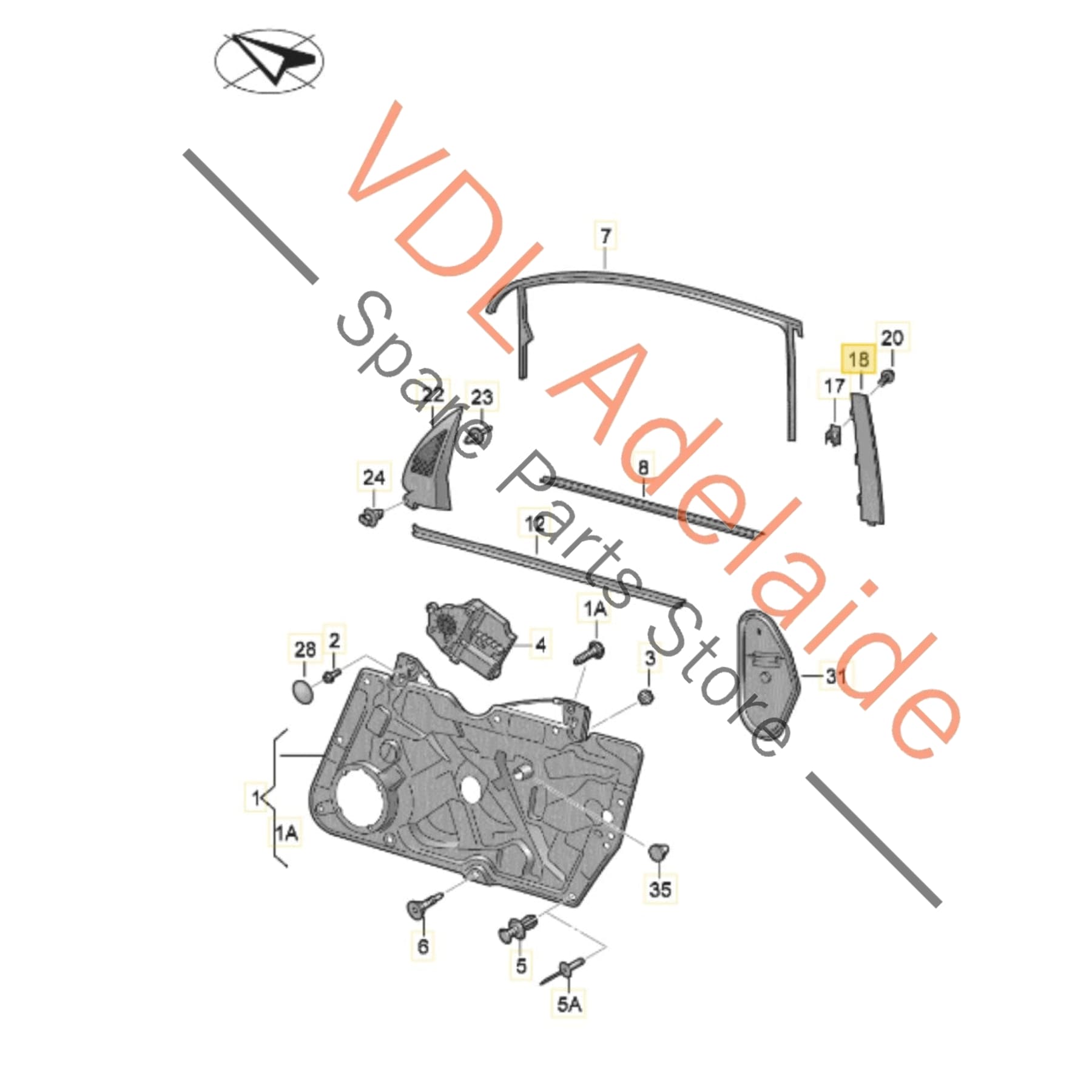 5K4837902A    VW Golf MK6 Front Right Exterior Door Window Frame B-Pillar Trim 5K4837902A