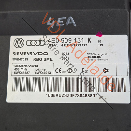 4E0909131K 4E0907181A Audi A8 S8 D3 BCM Keyless Go Start Access Authorisation Control Module 4E0909131K 4E0907181A
