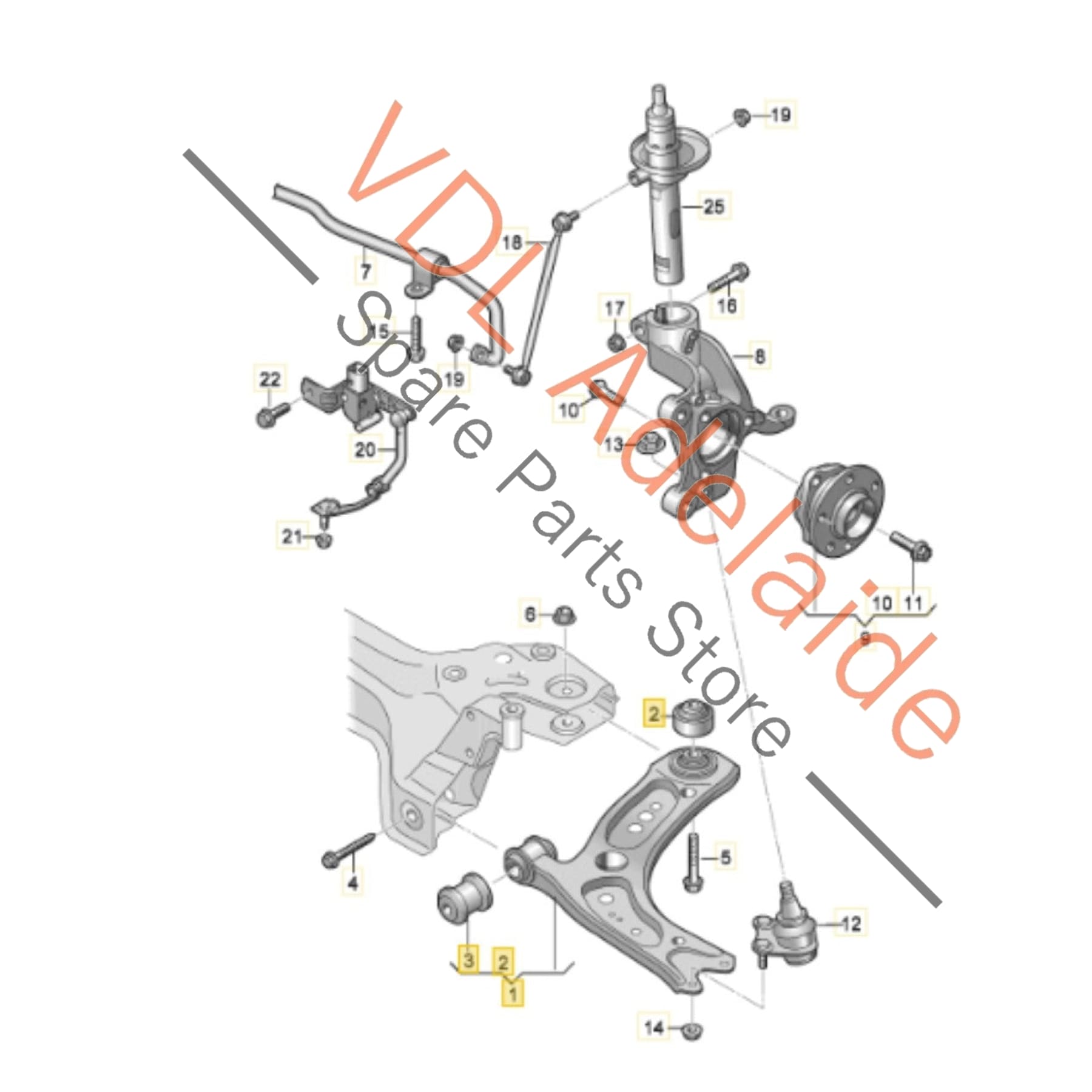 5Q0407152J 5Q0407152R 5WA407152  VW Golf MK7 7.5 Front Right Lower Control Arm 5Q0407152R /J / 5WA407152