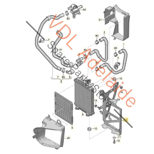5Q0121253H 5Q0121093BF   VW Golf MK7 Additional Left Side Auxiliary Radiator Cooler & Mounting Bracket 5Q0121253H 5Q0121093BF