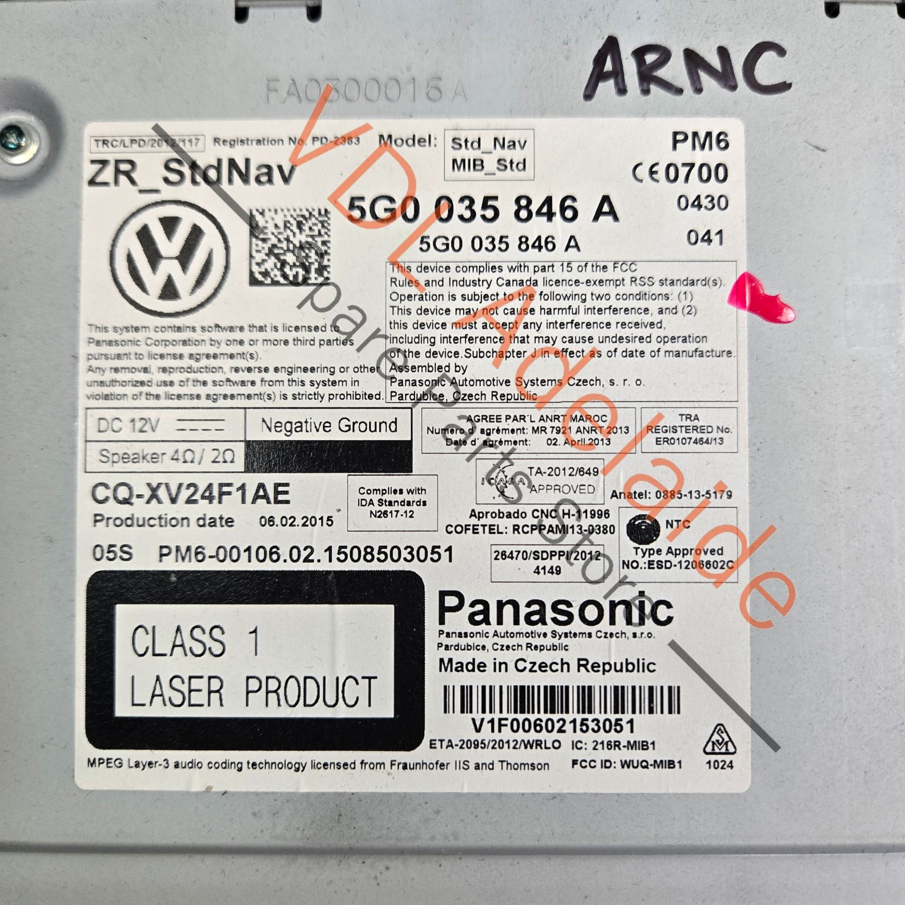 5G0035846A    VW Golf Mk7 Discover Media Control Unit Radio Bluetooth SD/CD Navigation 5G0035846A