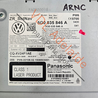 5G0035846A    VW Golf Mk7 Discover Media Control Unit Radio Bluetooth SD/CD Navigation 5G0035846A