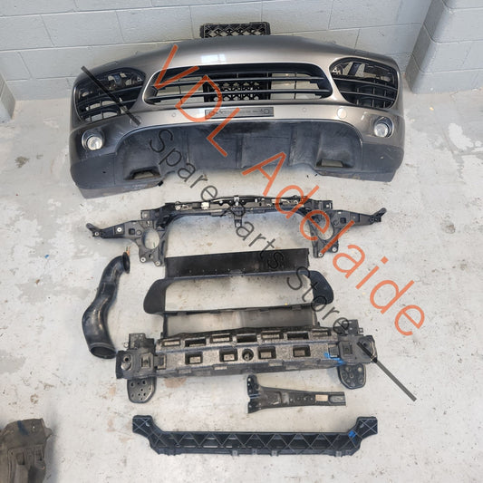 9Y0 043 061 50    Porsche Cayenne 958 Front Bumper w Grilles & Reo Bar Assembly with Headlight Washers 2010-2014 Meteor Gray Metallic M7W/9Q