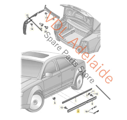 4E0853959C    Audi A8 S8 Front Left Lower Exterior Door Trim Moulding Plastic 4E0853959C