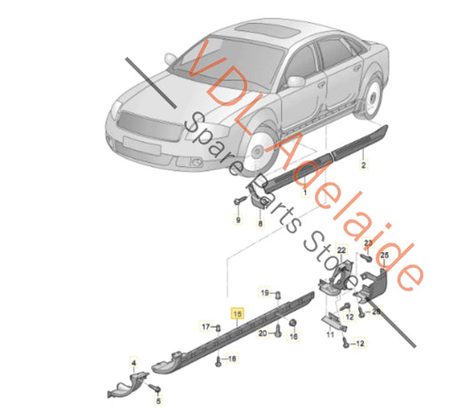     Audi S8 4E Left Side Member Rocker Panel Trim Skirt 4E0853859G