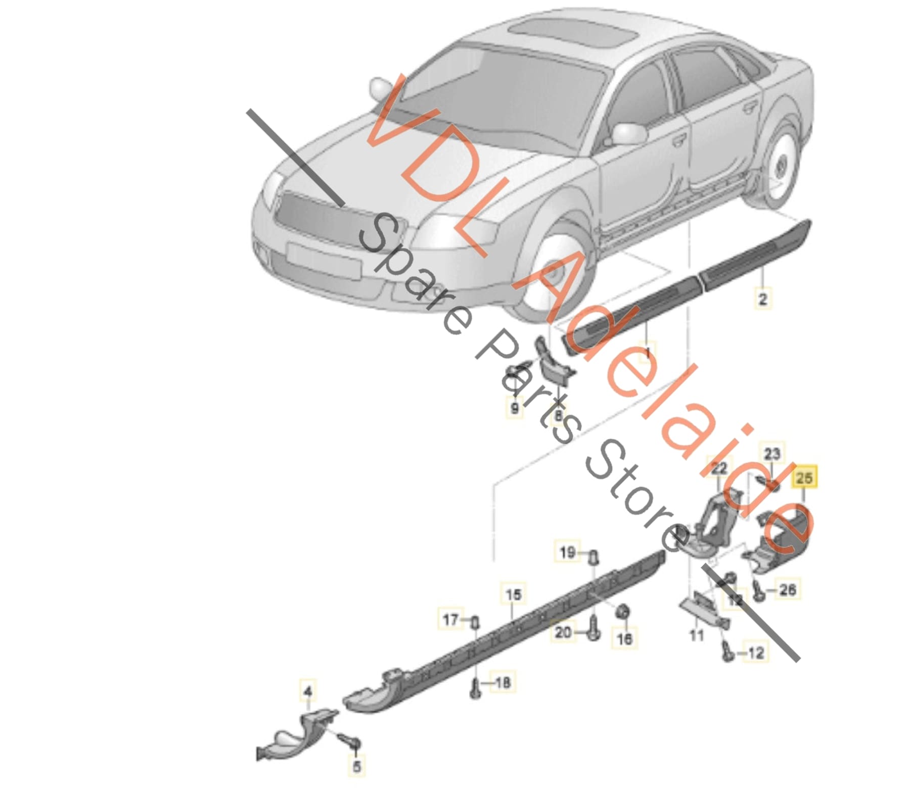     Audi S8 4E Left Side Rear Member Rocker Panel Trim Skirt 4E0853579D