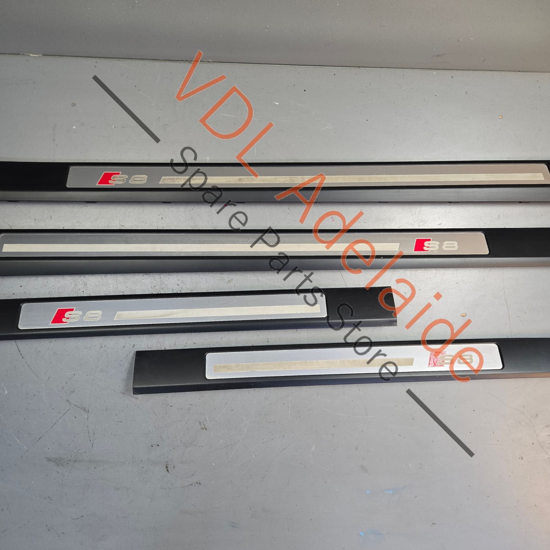4E0853995F    Set of 4 Audi S8 Door Name Scuff Plates 4E0853985 4E0853995F