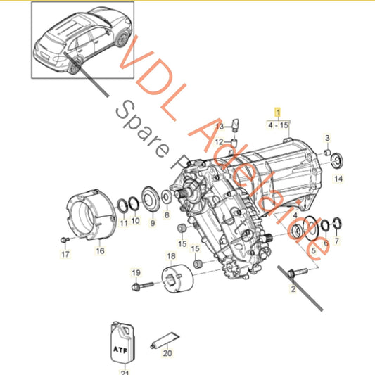 958 341 020 12 0BU341011K   Porsche Cayenne 958 Transfer Case Box 95834102012 0BU341011K