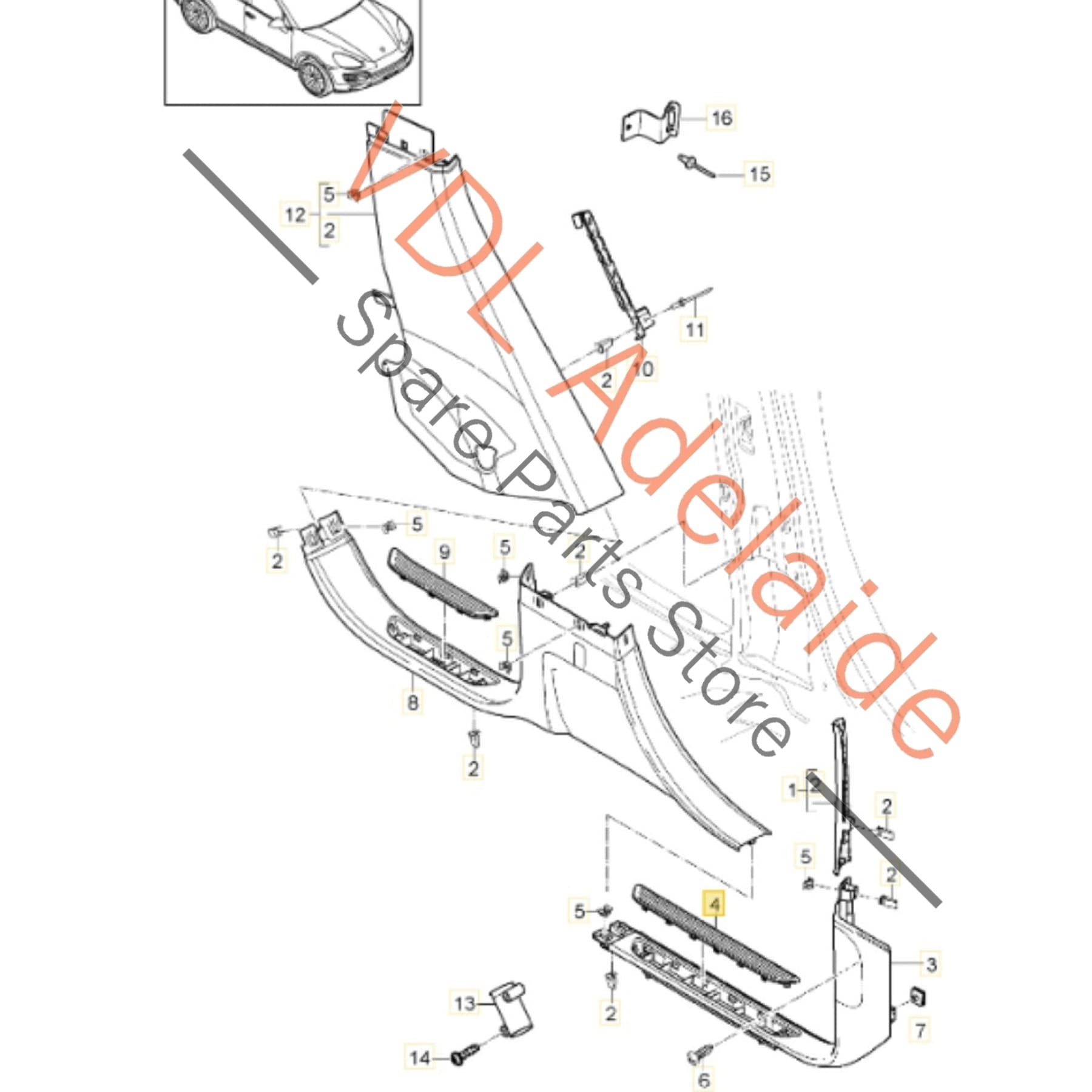 95855546701 6M7    Porsche Cayenne S 958 92A Sill Trim Scuff Front Door 95855546701 6M7