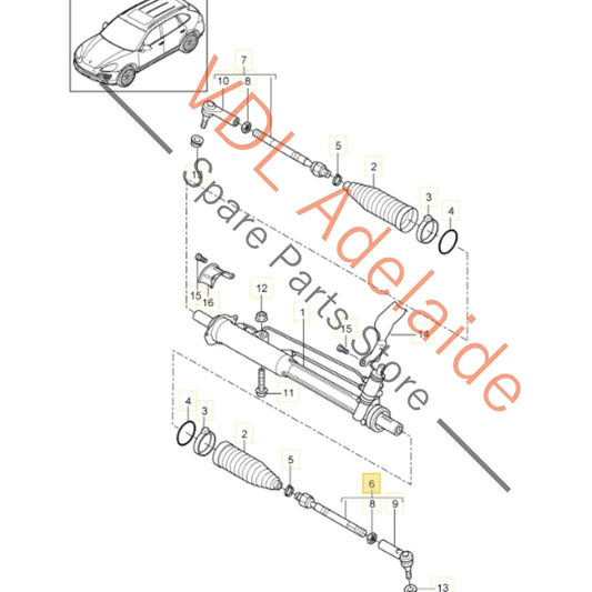 95534703122    Porsche Cayenne 958 Left Side Steering Rack End & Ball Joint 95534703122