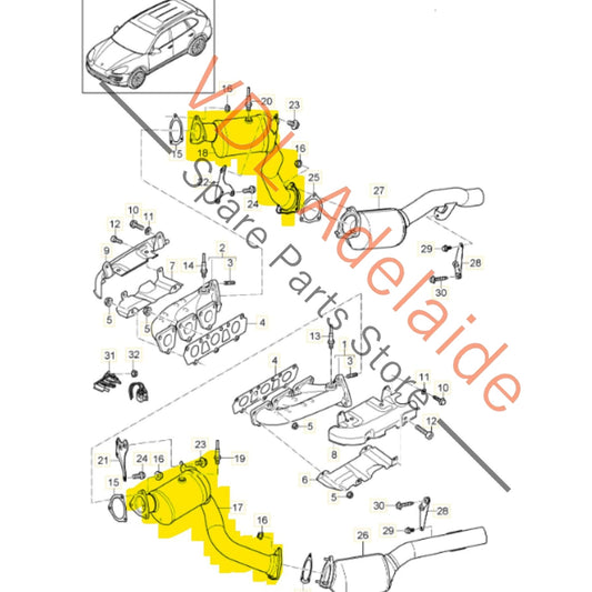 958113021BX 958113022BX   Porsche Cayenne Hybrid 3.0 V6 Catalytic Converter Exhaust Set Left & Right 958113021BX 958113022BX