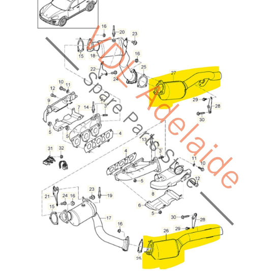 95811302311 95811302411   Porsche Cayenne Hybrid 3.0 V6 Muffler Silencer Exhaust Set Left & Right 95811302311 95811302411