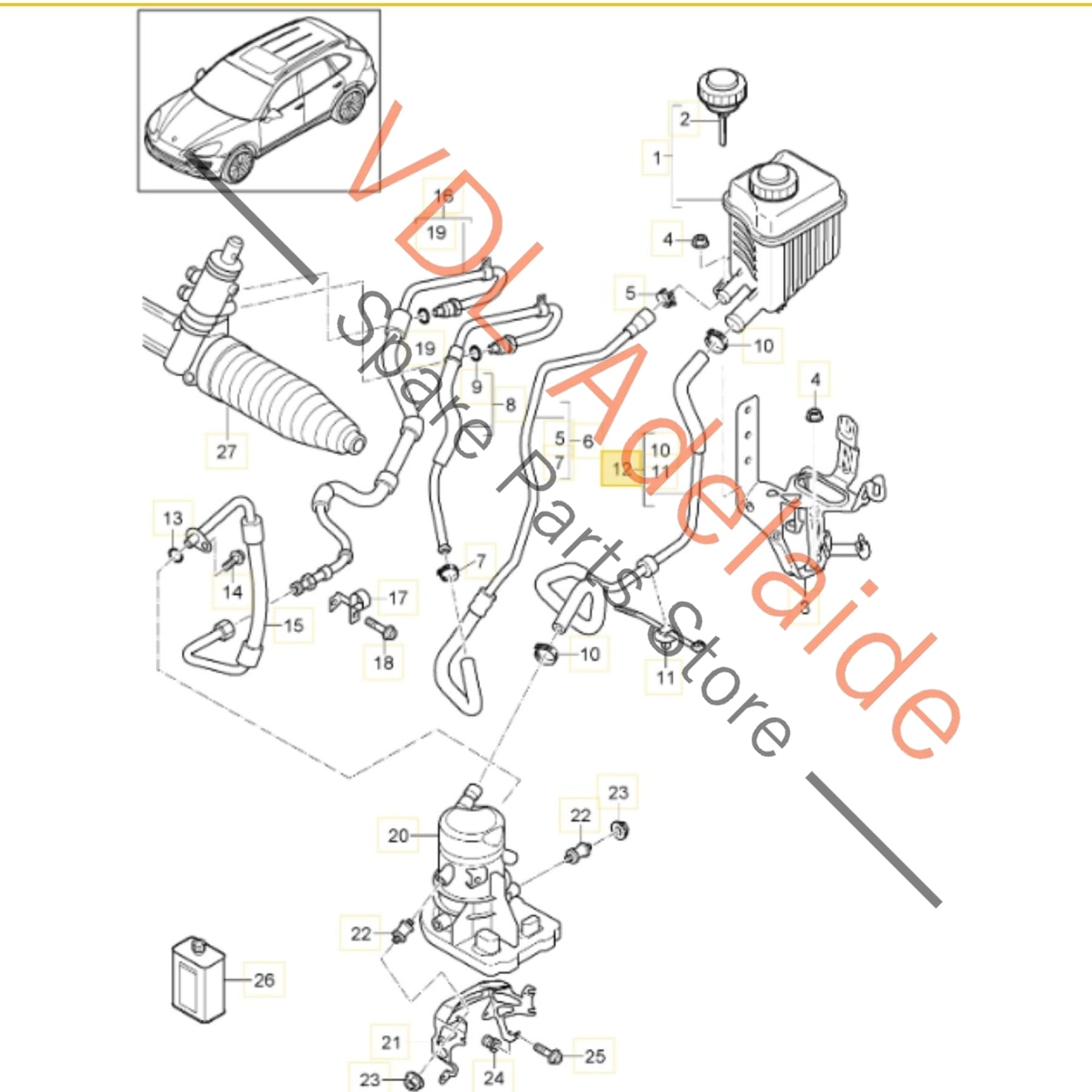 7P0422967A 95834742261   Porsche Cayenne 958 Power Steering Hose Pipe 7P0422967A 95834742261