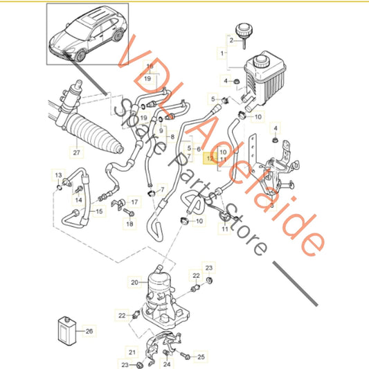7P0422967A 95834742261   Porsche Cayenne 958 Power Steering Hose Pipe 7P0422967A 95834742261