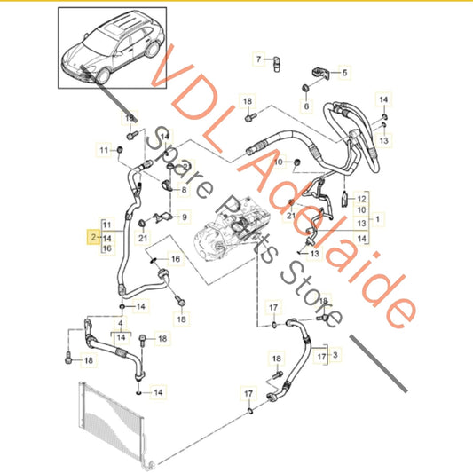 7P0820744D 95882074451   Porsche Cayenne 958 Air Conditioning AC Refrigerant Pressure Hose Pipe 7P0820744D 95882074451